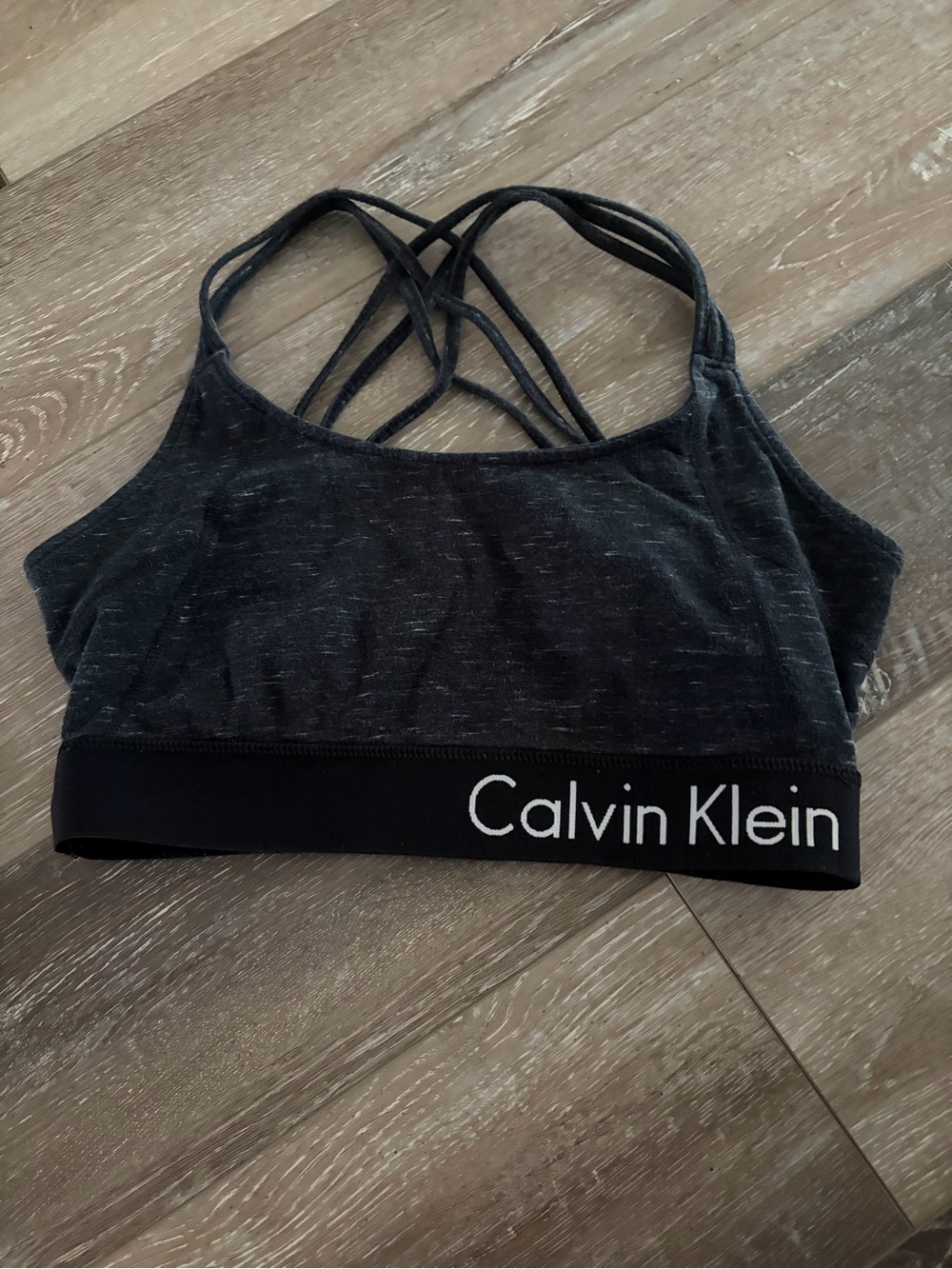 Calvin Klein Black Crossback Logo Bralette